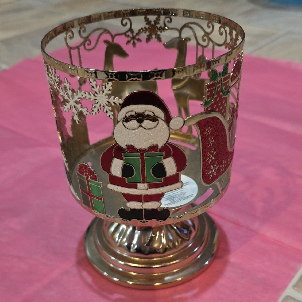 Bath & Body Works Santa Candle Holder - Gold and Red